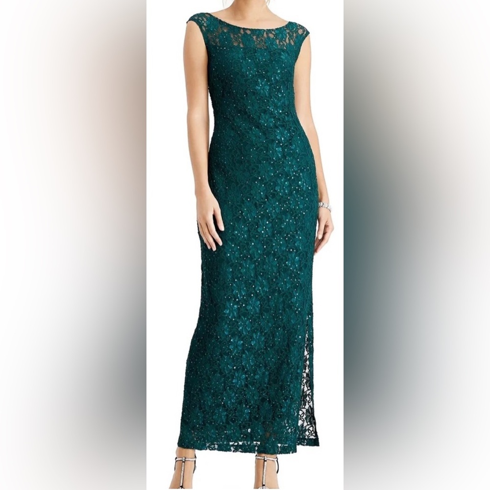 Connected Apparel Green Sheath Maxi Dress 14P